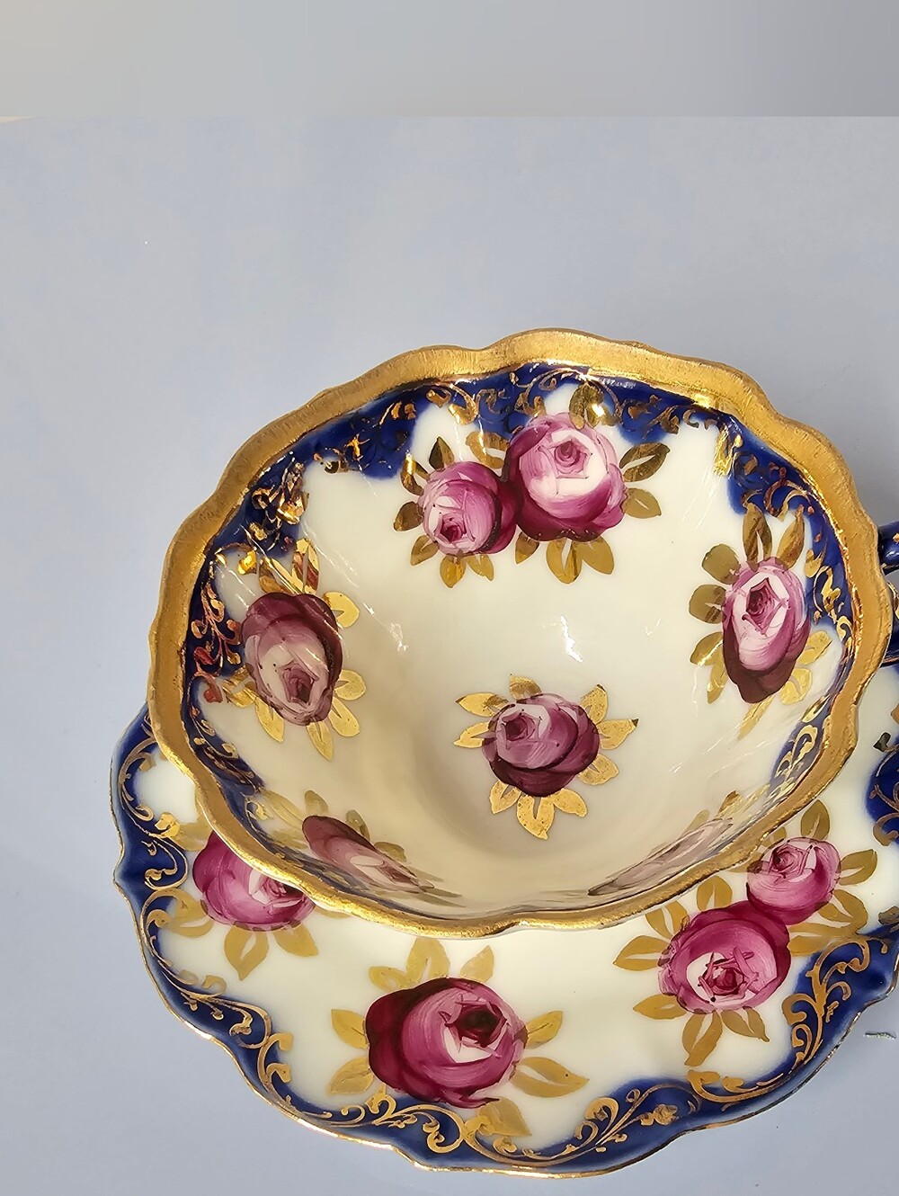 Antique Nippon Era Hand-Painted Eggshell Porcelain Teacup and Saucer Duo